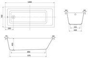 Ванна акриловая Aquatek Тея 140x70, прямоугольная, без каркаса и экрана TEI140-0000001