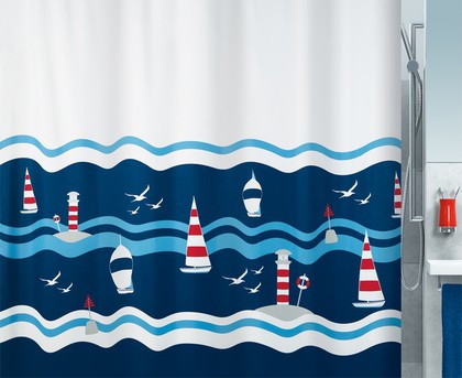 Штора для ванной Spirella Clipperi, 180x200см, текстиль, синий 1016736