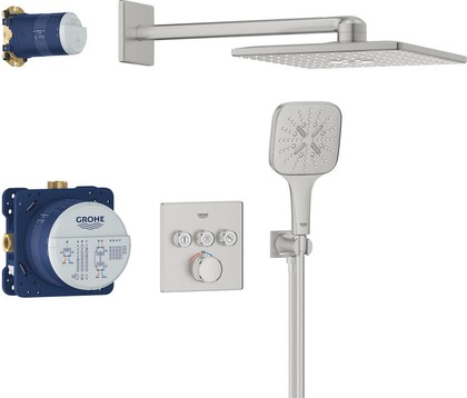 Душевая система скрытого монтажа Grohe Grohtherm SmartControl с термостатом для душа, Supersteel Infinity суперсталь 34864DC0
