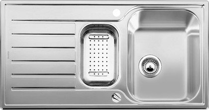 Кухонная мойка оборачиваемая с крылом, с клапаном-автоматом, коландером, нержавеющая сталь полированная Blanco Lantos 6S 514012