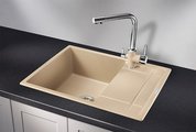 Кухонная мойка Granula 6501, 655x500, накладная, с крылом, кварц, Песок 6501, ПЕСОК