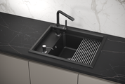 Кухонная мойка Granula Kitchen Space KS-6004, 600x510, накладная, кварц, Шварц (чёрный металлик) 6004, ШВАРЦ