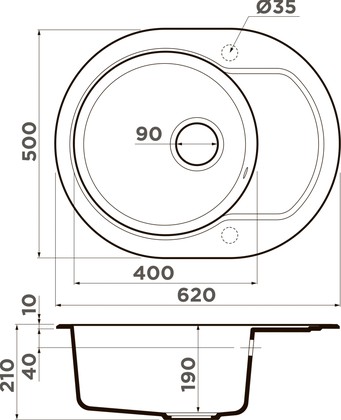Кухонная мойка Omoikiri Manmaru 62-MA, с крылом, марципан 4993350