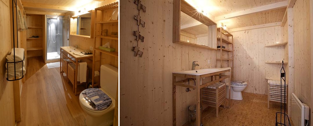 Туалеты и умывальники в домиках швейцарского глэмпинг-курорта Whitepod